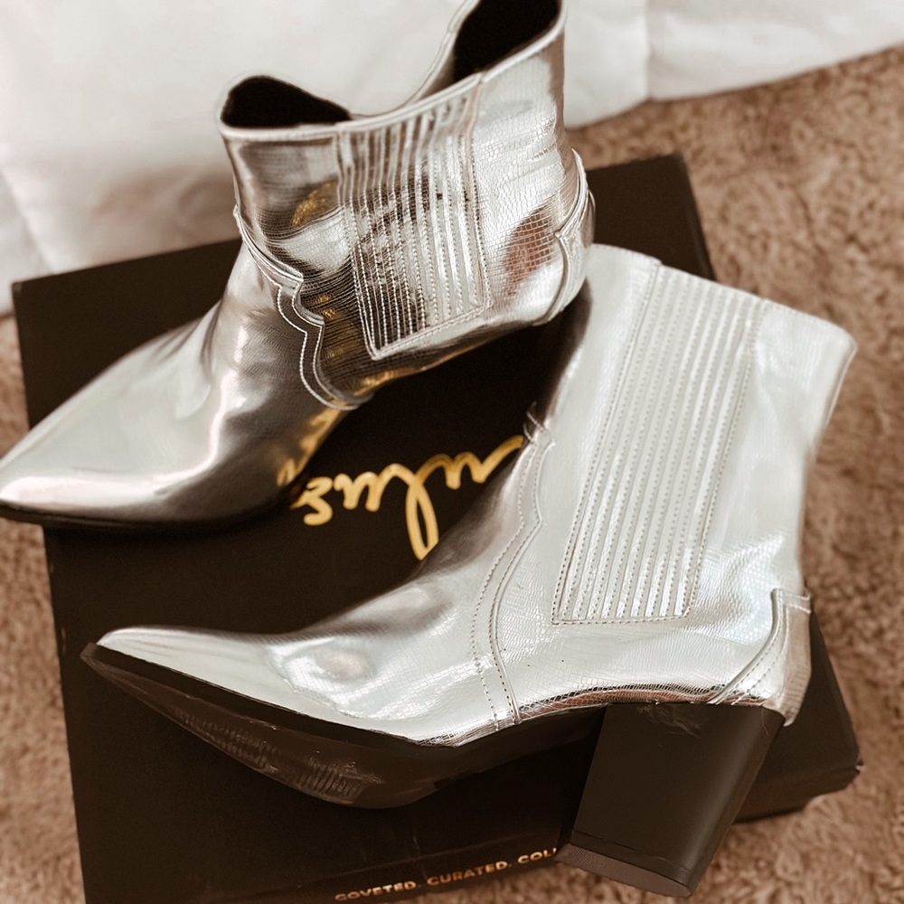 Metallic silver cowboy boots